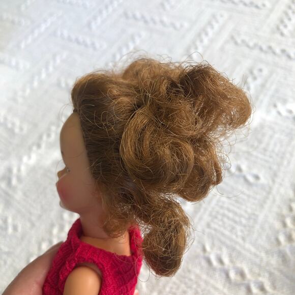 VTG 1960s Ideal “Pepper” Tammy-Family Doll 9″ orig. dress handmade floral skirt - Picture 8 of 12